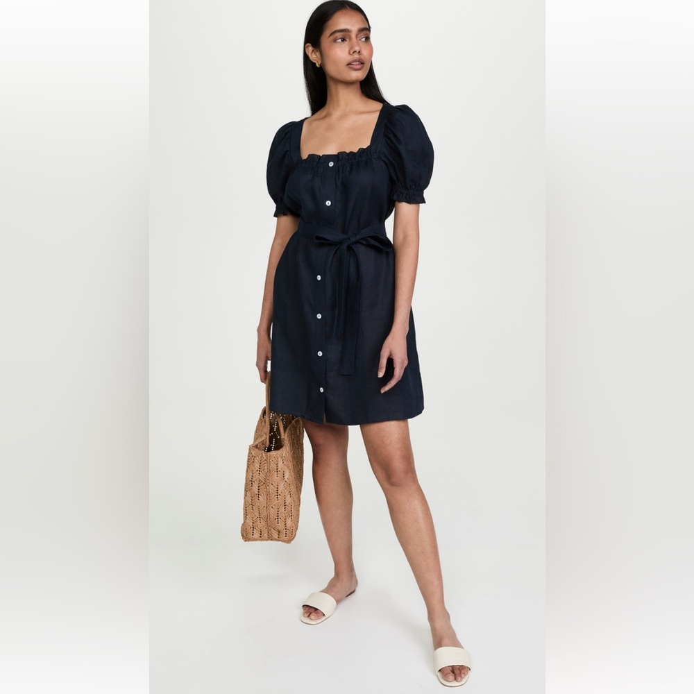 Sleeper Brigitte Mini Dress in navy, size medium